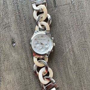 Michael Kors Silver And Pearl Marble Chain Watch - image 1